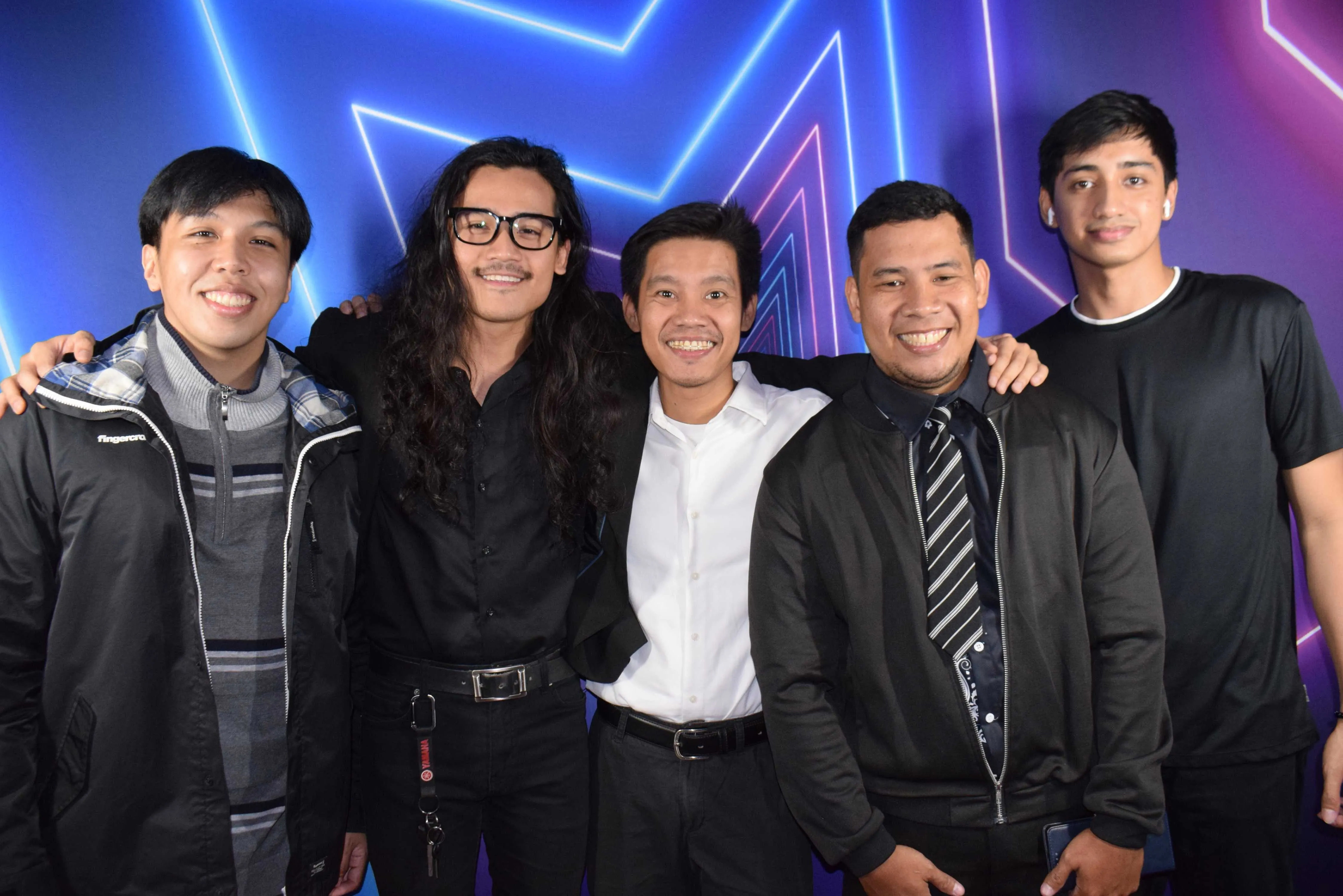 Heritage support team members Jean Aerol Thomas Militante, Augustus Leomar Villanueva, Ehl Condor, Mark Louie Pastias, and Mark Lester Sangalang standing together